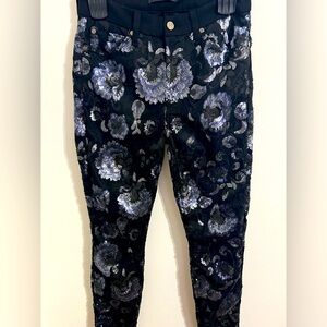 7 for all mankind Black Sequin Patterned Pants